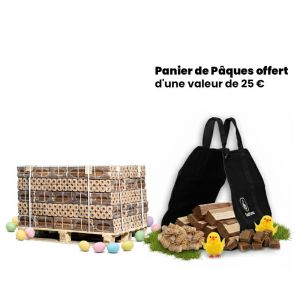 Demi-palette de briquettes de bois au choix + un coffret de Pâques gratuit d'une valeur de 25 €