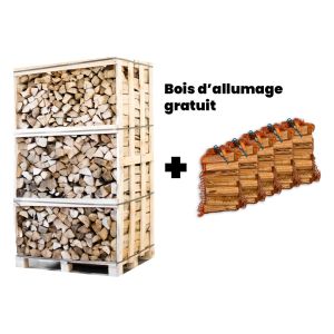 Palette entière de bois de chauffage en charme + 5 sacs d'allume-feu gratuits