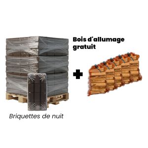 Palette de briquettes de nuit + 5 sacs de bois d'allumage offerts