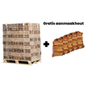 Hele pallet pini kay (import) briketten + gratis 5 zakken aanmaakhout