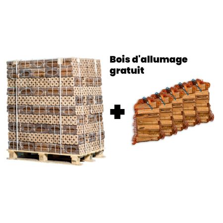 Pallet pini kay (NL) briquettes + 5 sacs de petit bois gratuits main product photo