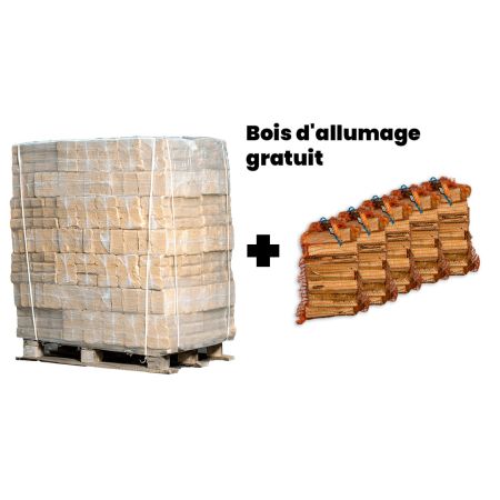 Palette de briquettes RUF + 5 sacs de bois d'allumage gratuit main product photo