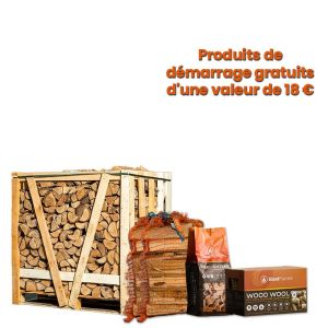 Demi-palette de bois de chauffage au choix + produits d'allumage gratuits d'une valeur de 18 €