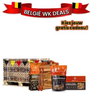 Halve pallet houtbriketten naar keuze + gratis aanmaakproduct 