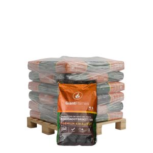 Demi-palette de briquettes de coco Giant Flames, 25 sacs de 10 kg (250 kg) 