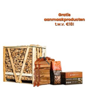 Halve pallet brandhout naar keuze + gratis aanmaakproducten t.w.v. €18